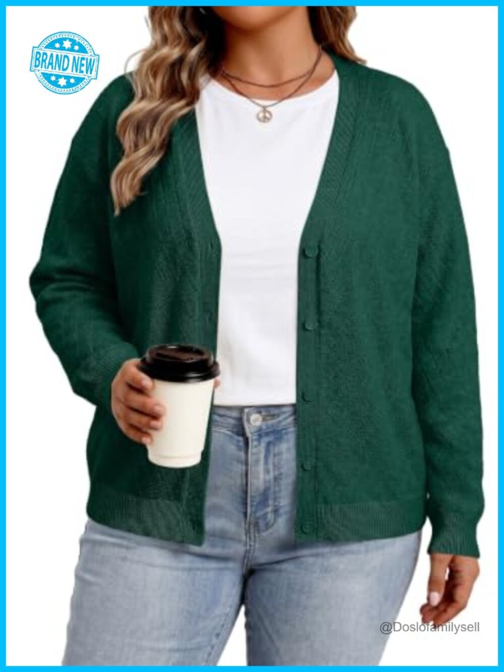 Plus Size Open Front Cardigan Long Sleeve Button Down Sweater